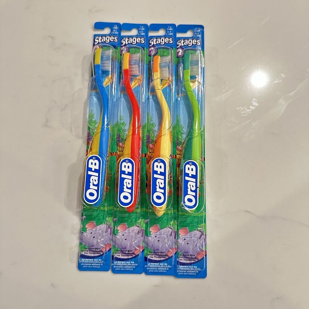 Oral-B Disney Stage 2 Toothbrushes Winnie Pooh Tigger Piglet Elephent (Set Of 4)